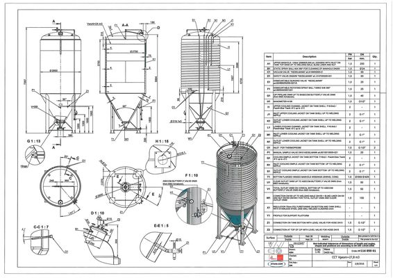 8 x 27,8m³; AISI304; CCT beer fermenters; PED CE TüV; 10% Rx & 2 x 26,2m³: AISI304 BBT bright beer tanks; PED CE TüV; 10% Rx