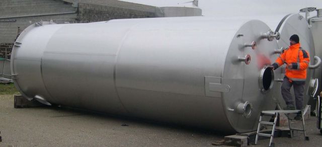 1 x 30m³ AISI316; roestvrijstalen druktank; enkelwandig; vertikaal; 3 bar PED CE CODAP