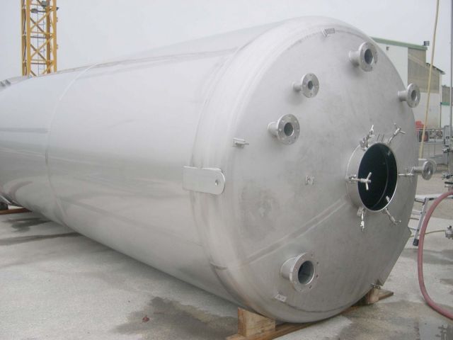 1 x 30m³ AISI316; roestvrijstalen druktank; enkelwandig; vertikaal; 3 bar PED CE CODAP