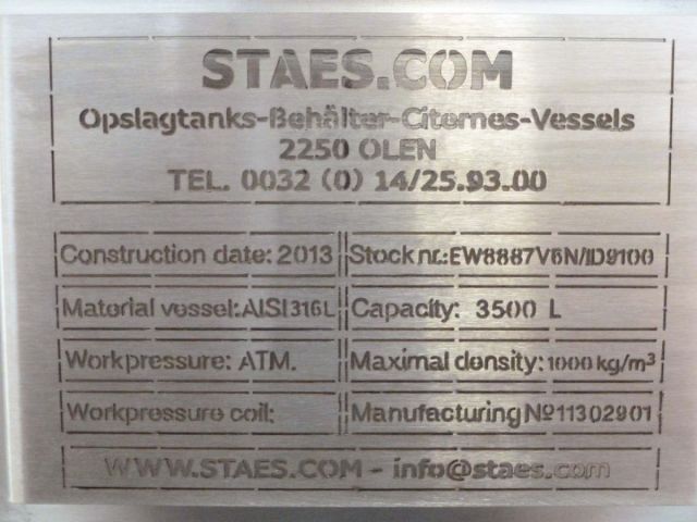 1 x 3.5m³ & 1 x 6.8m³ AISI316L; Edelstahl Behälter; einwandig; vertikal