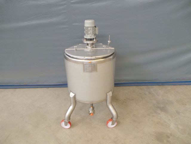 8 x 200L AISI316; roestvrijstalen mengtank; enkelwandig vertikaal op wielen