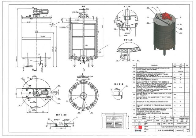 1 x 2.25m³ AISI304; cuve à melange vertical pour le chocolat avec agitateur type cadre; échangeur thermique; isolée; tous en inoxydable