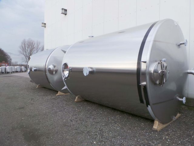 2 x 30m³ V2A; Edelstahl Behälter; Einwandig; Stehend; Konisch auf Füssen