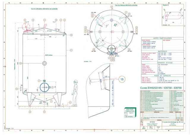 2 x 30m³ V2A; Edelstahl Behälter; Einwandig; Stehend; Konisch auf Füssen