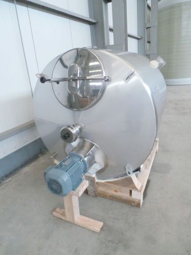 1 x 2.2m³ - AISI316 roestvrijstalen mengtank, vertikaal op poten, conische bodem