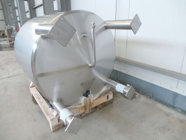 1 x 2.2m³ - AISI316 roestvrijstalen mengtank, vertikaal op poten, conische bodem