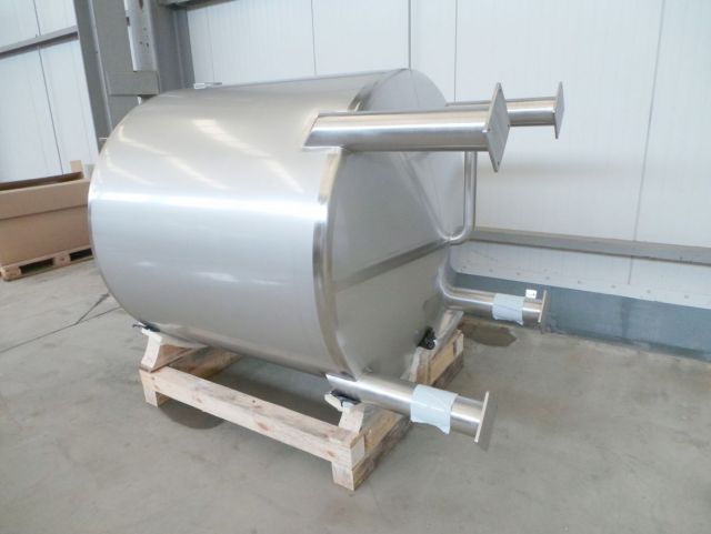 1 x 2.2m³ - AISI316 roestvrijstalen mengtank, vertikaal op poten, conische bodem