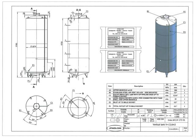 2 x 5.2m³ & 2 x 13.6m³ AISI304 cuves inoxydable pour l'industrie des médicament pour animaux;