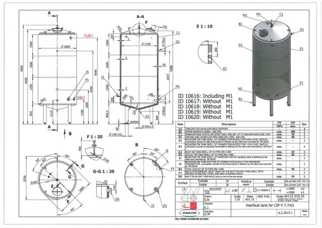 5 x 10.8m³ AISI316L; 5 x 7.7m³ AISI316L geïsoleerde RVS inox opslagtanks; verticaal op poten