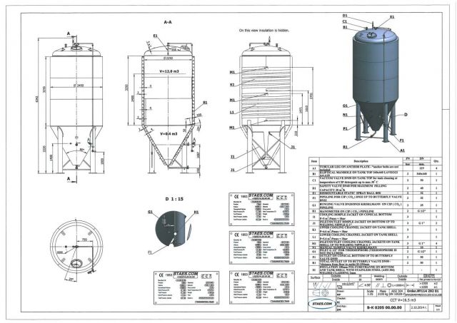 4 x 16,5m³ AISI304 & 2 x 8,7m³; CCT bier fermentatie tanks; PED CE TüV; 10% Rx