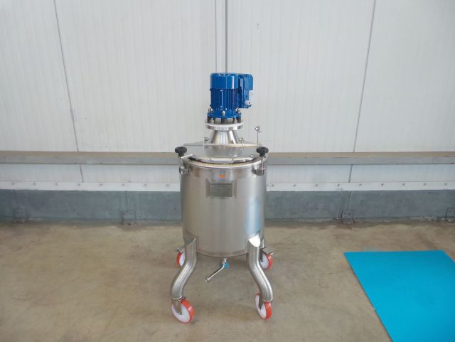 1 x 100L; AISI316; roestvrijstalen mengtanks met frequentie sturing; enkelwandig vertikaal