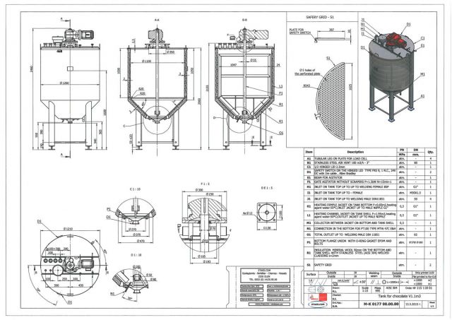 1 x 0.7m³ & 1 x 1.1m³ AISI304; Cuve de mélange; isolée; échangeur de chaleur