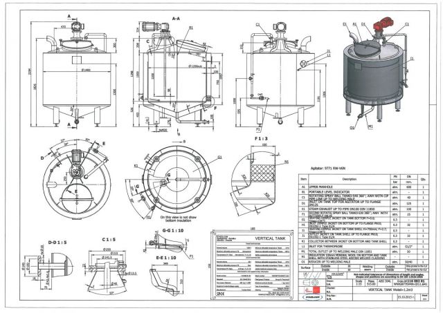1 x 1.2m³ Brew kettle; insulated with agitator