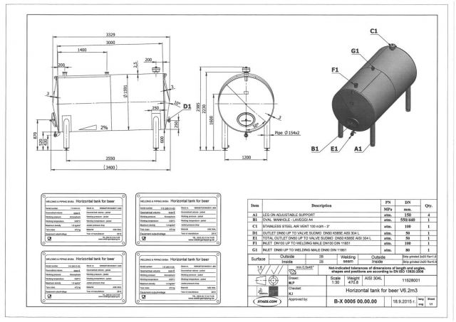 4 x 6.2m³ AISI304L Edelstahl Behälter