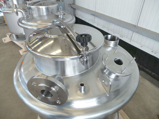 4 x 240L AISI 316L; stainless-steel mixing tanks customised for the customer's agtitators; single skin, vertical