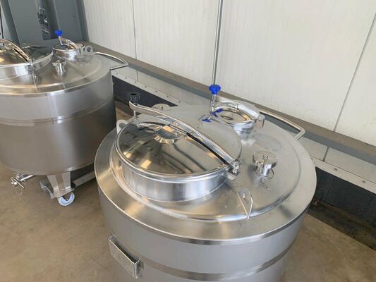 2 x Brand new 400L stainless-steel AISI316L vertical storage tanks.