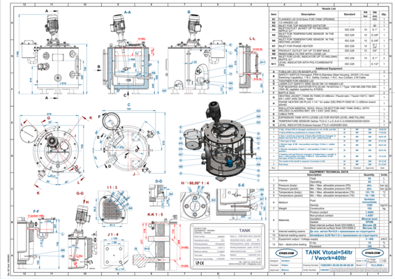 1 x New 45L stainless-steel AISI316L vertical mixing tank.