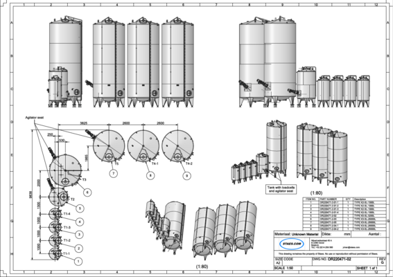4 x Nieuwe roestvrijstalen verticale mengtank van 26.000L in AISI316L
