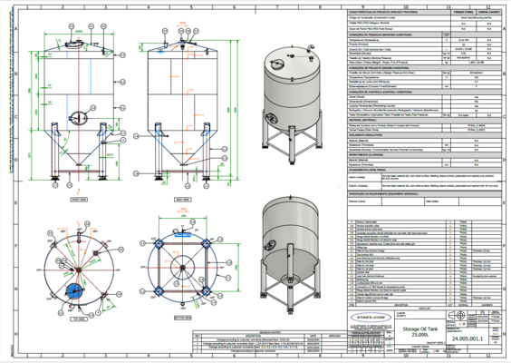 2 x New 25.000L stainless-steel AISI316L vertical storage tanks.