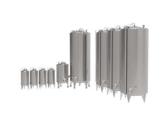 4 x Nieuwe roestvrijstalen verticale mengtank van 26.000L in AISI316L