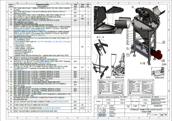 1 x New 500L stainless-steel AISI304L vertical mixing tank. 1 x New 60L stainless-steel AISI304L vertical mixing tank.
