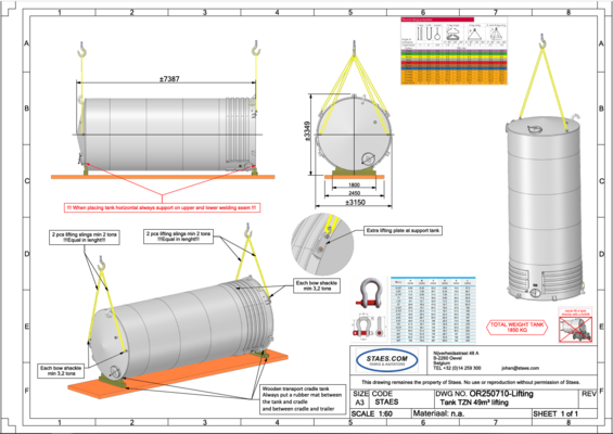 1 x New 50.000L stainless-steel AISI304L vertical storage tank.