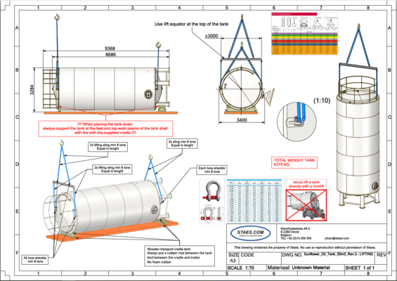1 x Nieuwe roestvrijstalen verticale opslagtank van 50.000L in AISI304L