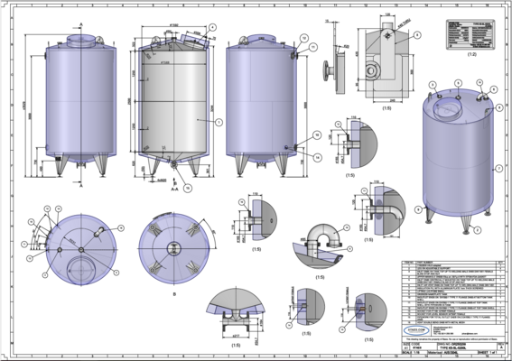 1 x Neuer vertikaler 5.200L Edelstahl AISI304L Lagertanks