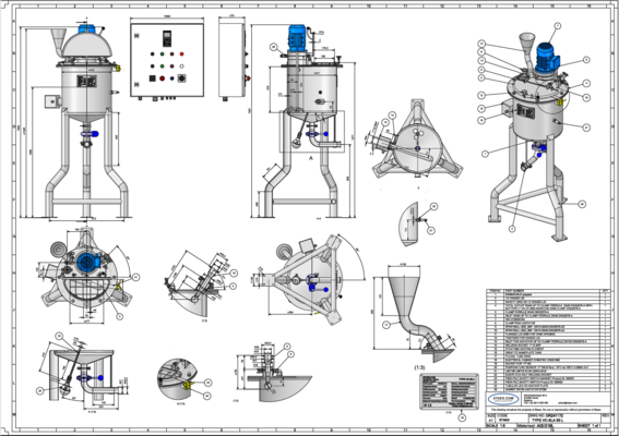 1 x Nieuwe roestvrijstalen verticale mengtank van 50L in AISI316L