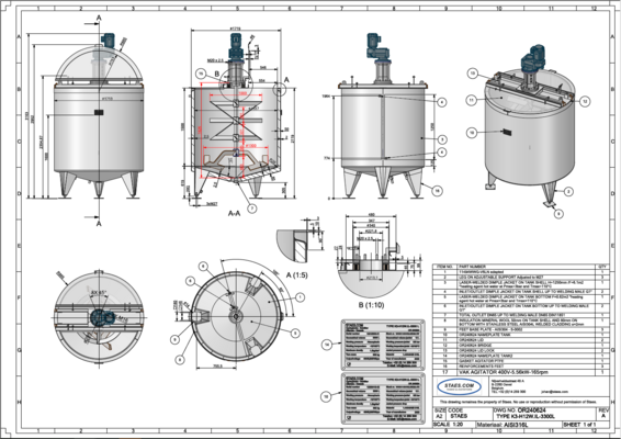 2 x cuves neuves de mélange verticales ave une capacité de 3.300L en acier inoxydable AISI316L.