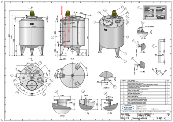 2 x cuves neuves de mélange verticales ave une capacité de 1.760L en acier inoxydable AISI316L.