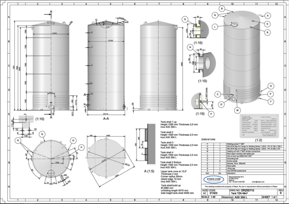 1 x New 50.000L stainless-steel AISI304L vertical storage tank.