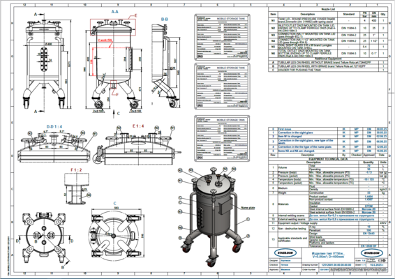 3 x neue vertikale Druckbehälter aus Edelstahl mit einem Fassungsvermögen von 75 L aus AISI316L