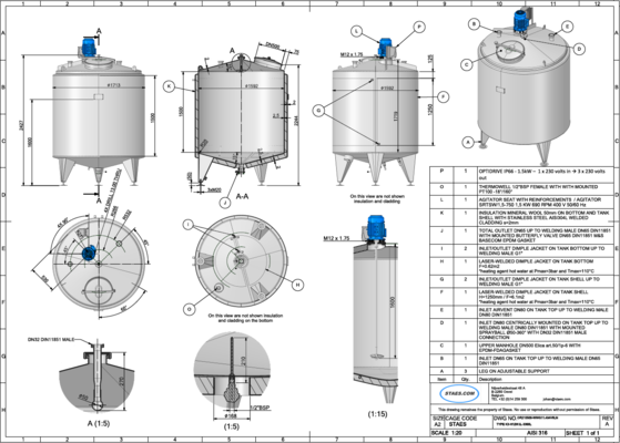2 x Nieuwe Roestvrijstalen AISI 316L verticale opslagtanks van 2.000L en 3.300L.