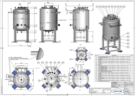 1 x New 1510L stainless-steel AISI316L vertical mixing tank.