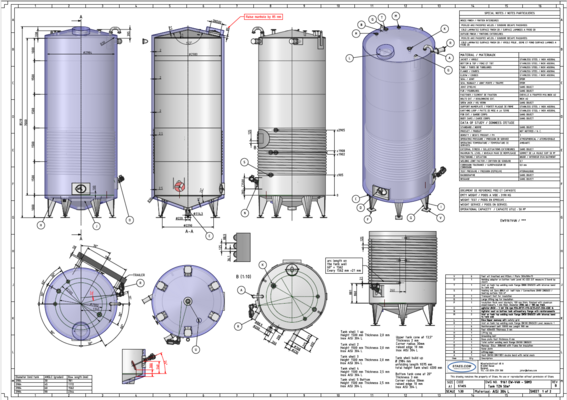 1 x cuve de mélange neuve verticale de 50.000L en acier inoxydable AISI304L.