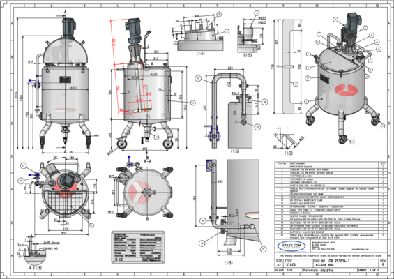 1 x Nouvelle cuve de mélange verticale en acier inoxydable de 300 L en AISI 316L. 1 x Nouvelle cuve de mélange verticale en acier inoxydable de 830 L en AISI 316L. 1 x Nouvelle cuve de mélange verticale en acier inoxydable de 1000 L en AISI 316L.