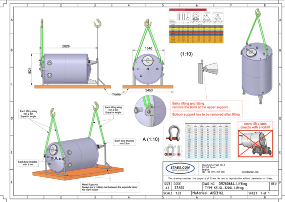 1 x New 3,200 L insulated stainless-steel AISI 316L storage tank